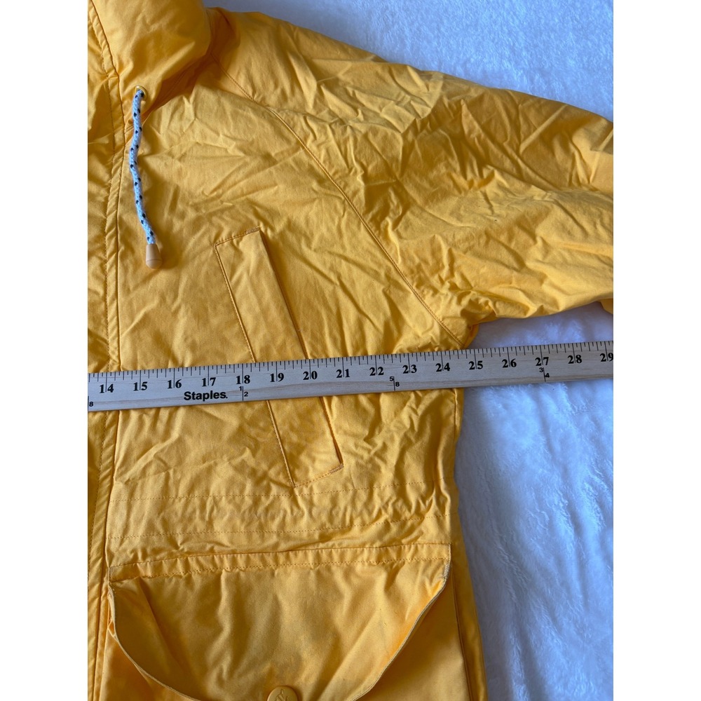 Nautica Rain Jacket Hooded Nylon Lined w/ Stripes Yellow Coat Size S/P - Picture 3 of 7